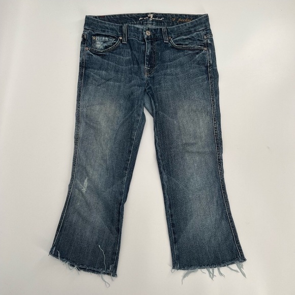 7 For All Mankind A Pocket Distressed Frayed Hem Jeans Size 27 Women’s - Picture 1 of 9
